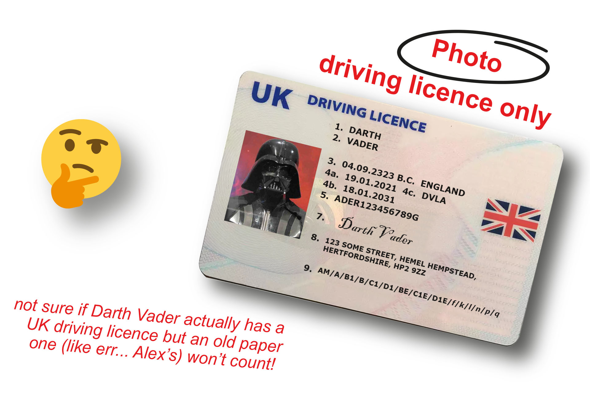 Darth Vader UK Driving Licence